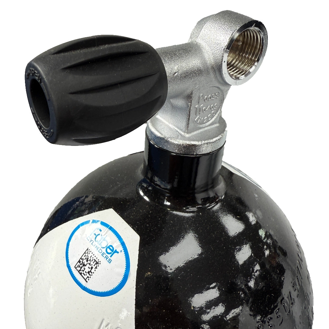 Closeup of Faber dive cylinder top and valve