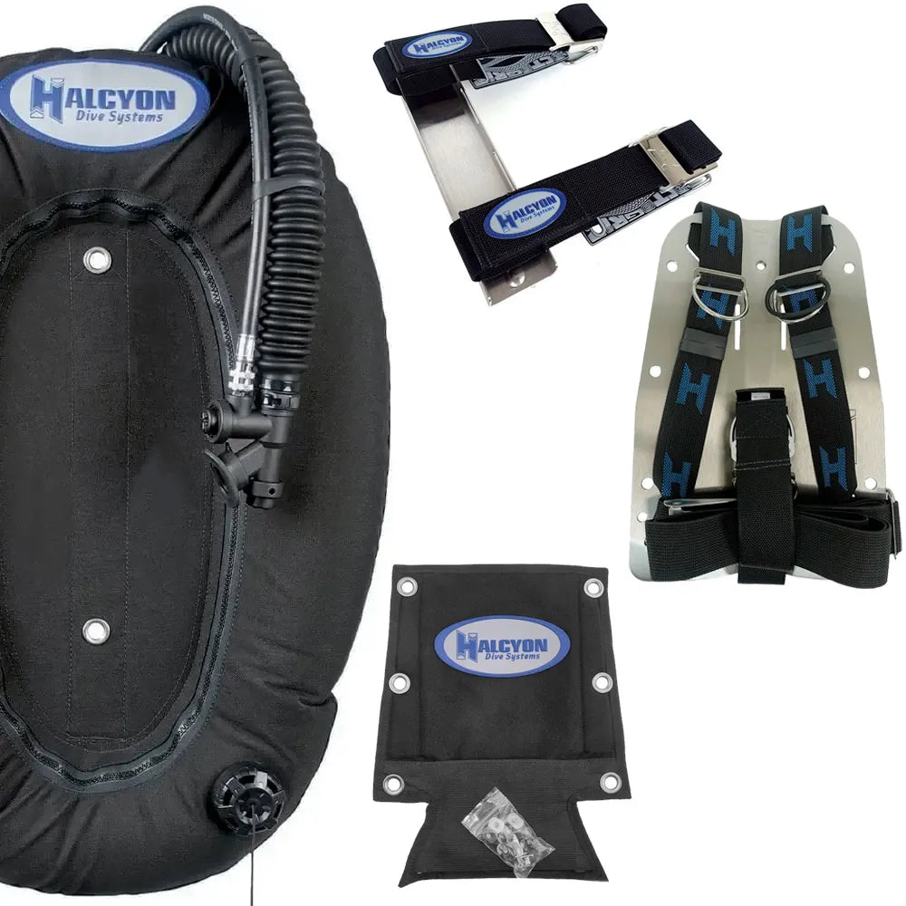 Halcyon Eclipse wing system with Halcyon Dive Systems branding on a white background