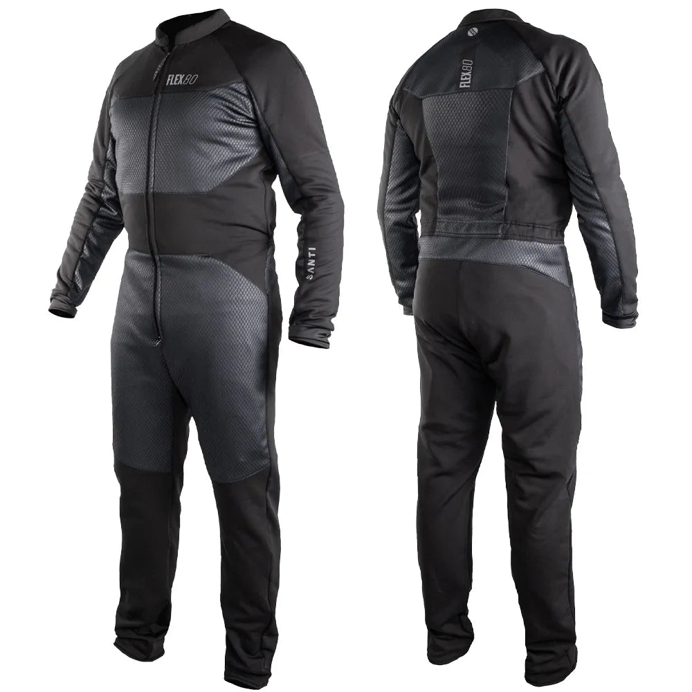 Black Santi Flex 80 Undersuit shown from front and back