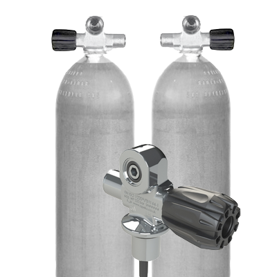Sidemount diving cylinders and valves