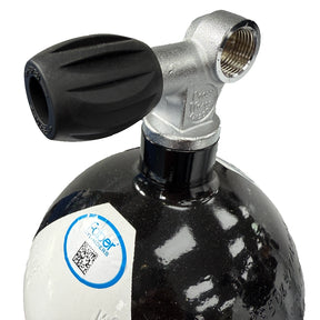 Closeup of Faber dive cylinder top and valve