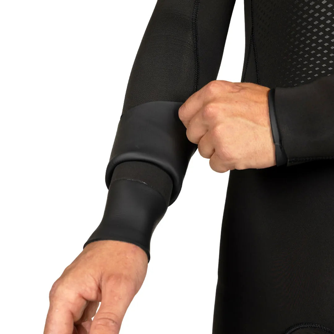 Close-up of a Fourth Element Xenos ARC Wetsuit on a white background
