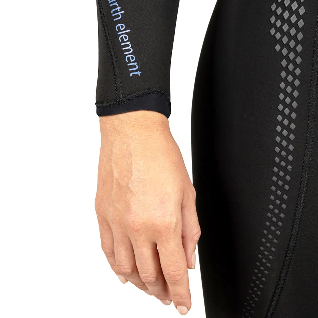 Black Fourth Element Xenos ARC Wetsuit with branding on a white background