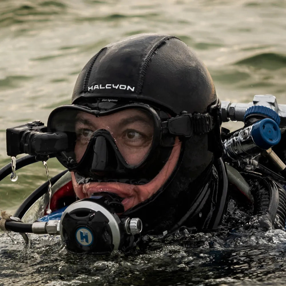 Diver wearing a Halcyon Hood