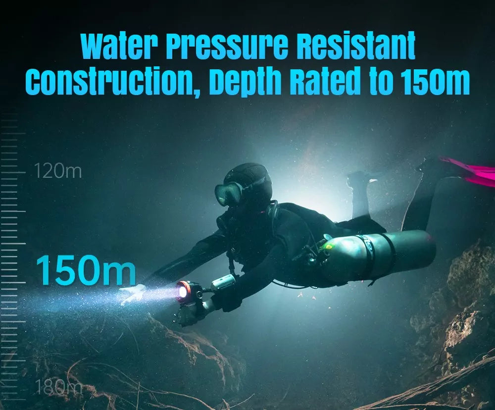 OrcaTorch FlexDive Handheld 150m depth rating