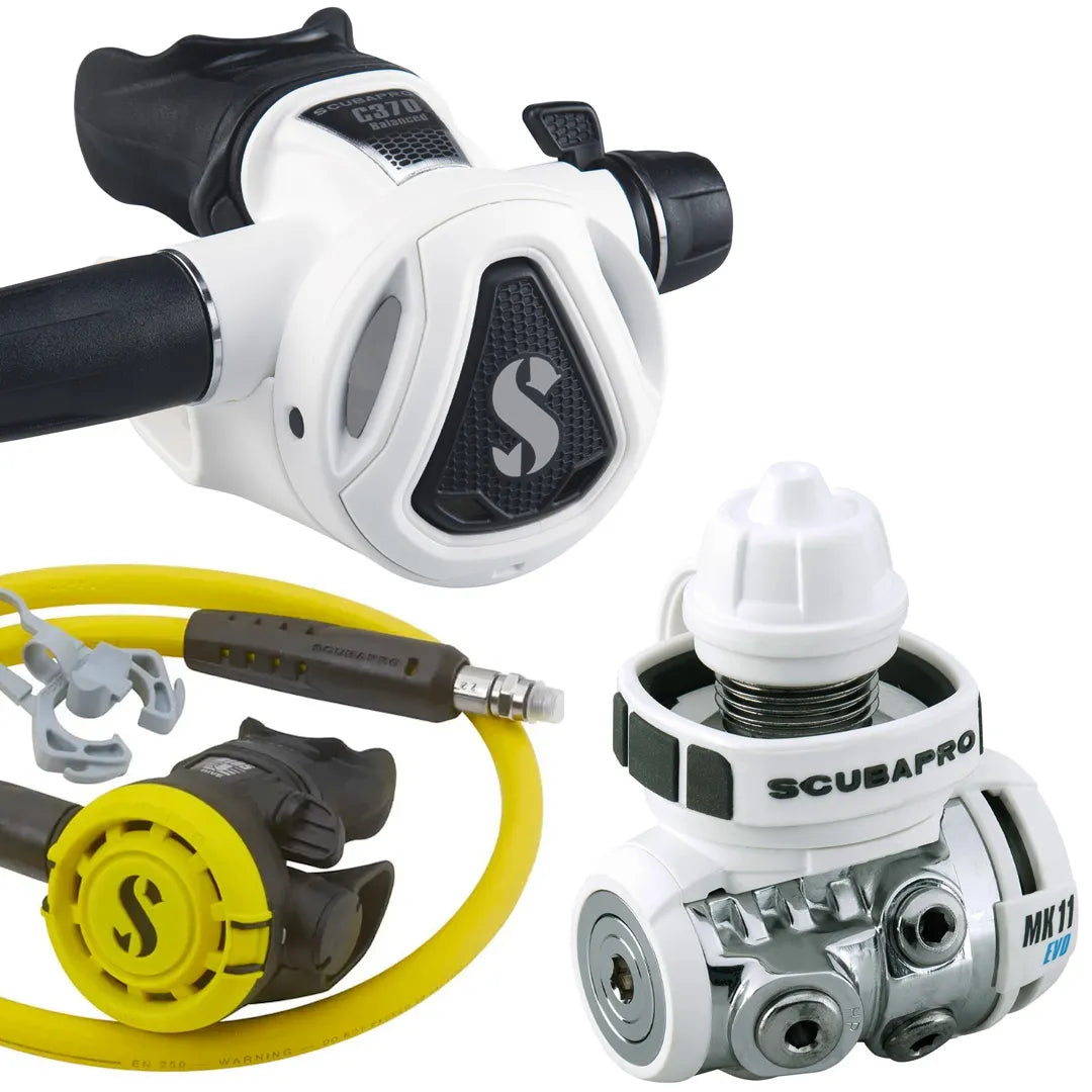 White Scubapro  MK11 EVO 2 / C370 Regulator R105 Octopus