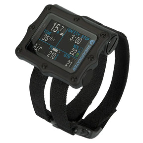 Shearwater Perdix 2 Ti Black Dive Computer with a black strap on a white background