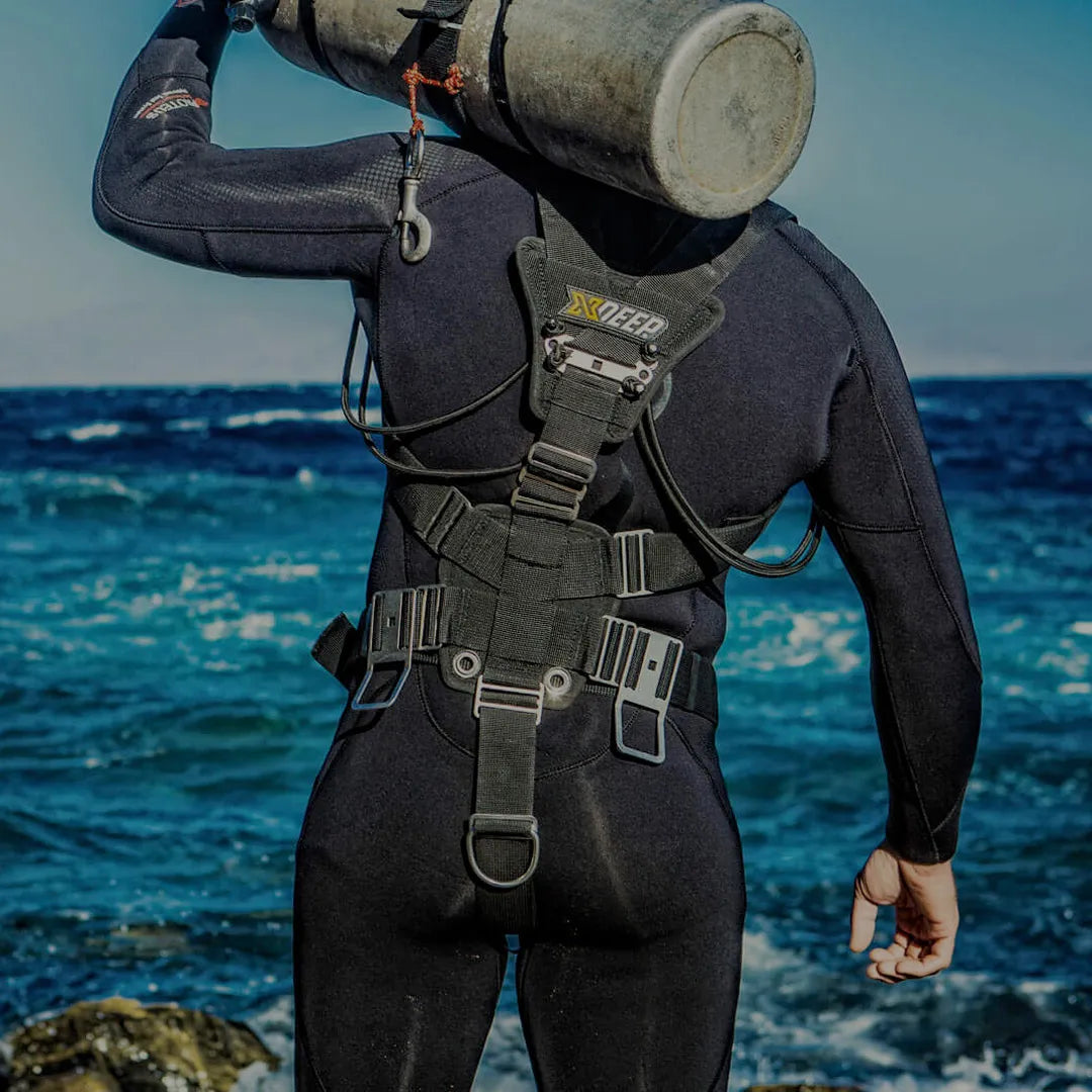 Diver wearing XDeep Sidemount Harness